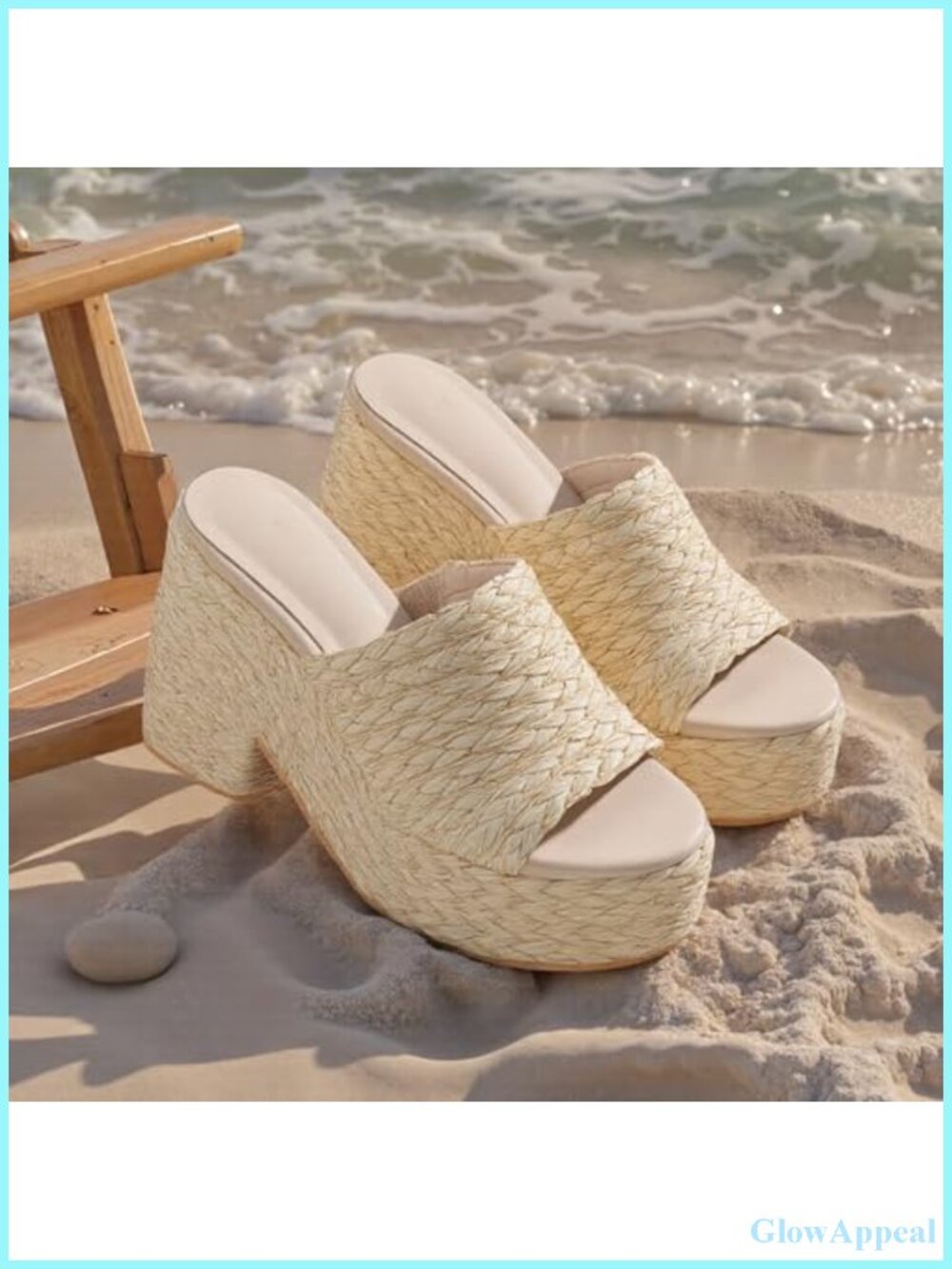 Platform Wedge Sandals Espadrilles Raffia Heels Slip On Open Toe - Picture 4 of 6